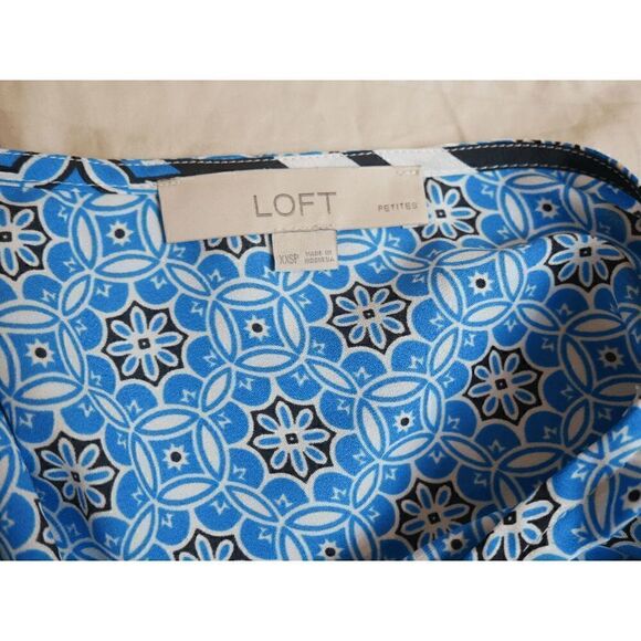 LOFT |  Womens Petite Blue Geometric Pattern Dress Size XXSP - Picture 5 of 12
